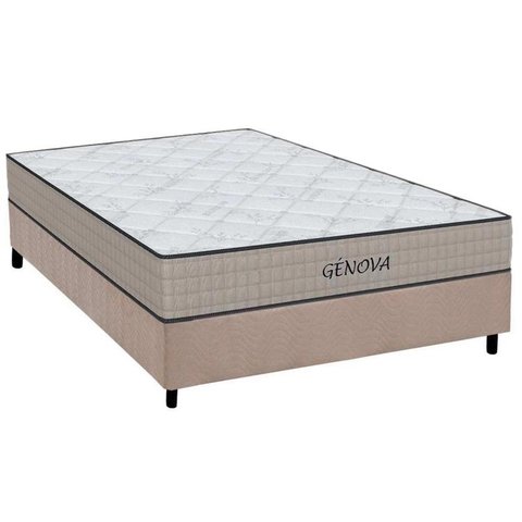 Cama Box Casal: Colchão Espuma D45 Orthoflex Genova + Base CRC Suede Clean(138x188)