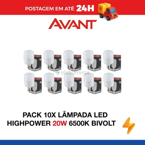 Kit 10 Lâmpadas Led 20w 6500k Bivolt - Avant
