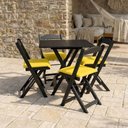 Ver imagem 2 de Conjunto Mesa Dobrável com 4 Cadeiras Preto Estofado Amarelo