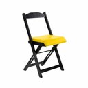 Ver imagem 4 de Conjunto Mesa Dobrável com 4 Cadeiras Preto Estofado Amarelo
