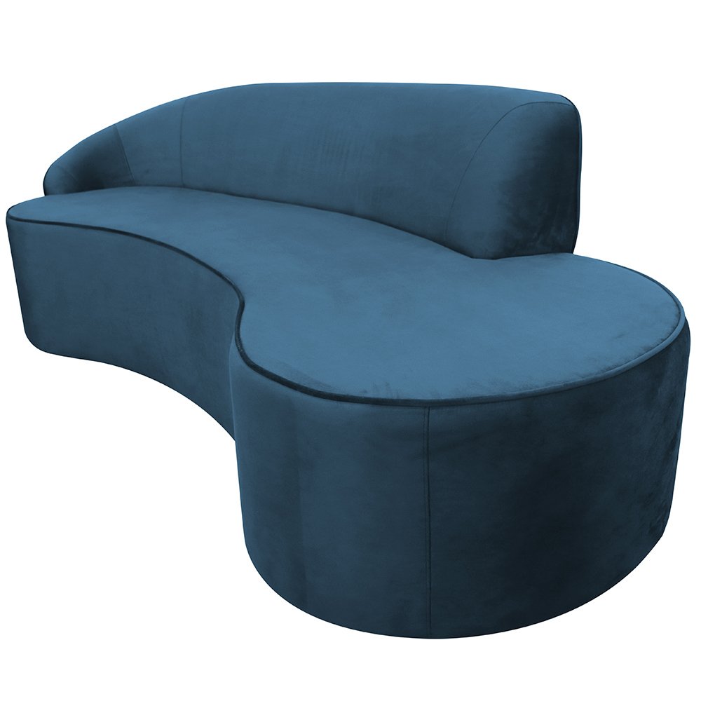 Sofá Curvo 03 Lugares 210cm Eron Veludo Azul - CasaePoltrona ...