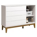 Ver imagem 3 de Cômoda com Porta Classic Elfe Branco Acetinado Amadeirado - Reller