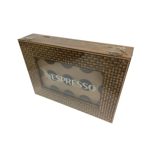 Caixa Porta Cápsulas Café em Madeira:marrom