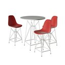 Ver imagem 1 de Jogo Mesa Bistrô Eames Branca 60Cm 3 Banquetas Vermelha Base Ferro Branco - Cor: Branco