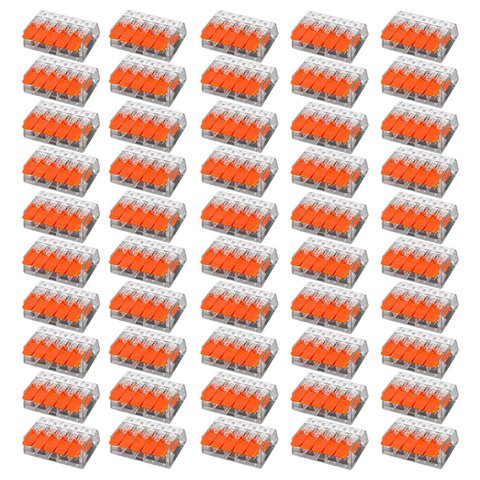 Kit 50 Conectores de Emenda Rápida 5 Vias Transparente 32A 450V