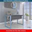 Ver imagem 2 de Mesa Escritório P25 Tub Pandin 170 Cm (larg) X 70 Cm Prof Tampo Mdp Grafito Pé Aço Tubular Azul