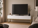 Ver imagem 1 de Rack Eros 140cm Off White Pés de Ferro Preto Ideal para TV até 50