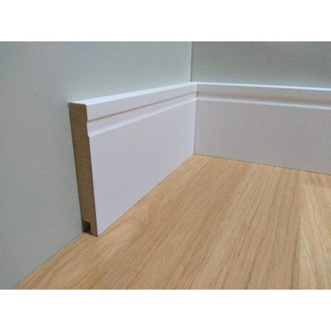 Kit 16,80 Metros - 08 Barras Rodapé 08 cm em MDF Branco