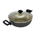 Ver imagem 3 de Panela Frigideira Caçarola Tampa de Vidro WOK 24 cm Antiaderente Alumínio - Dourado