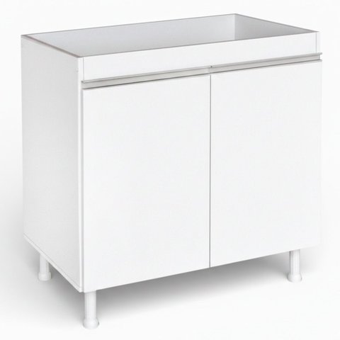 Balcão Gabinete Cozinha Lux 79cm 100% Mdf 02 Portas sem Tampo Branco - Desk Design