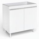Ver imagem 1 de Balcão Gabinete Cozinha Lux 79cm 100% Mdf 02 Portas sem Tampo Branco - Desk Design