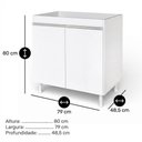 Ver imagem 4 de Balcão Gabinete Cozinha Lux 79cm 100% Mdf 02 Portas sem Tampo Branco - Desk Design