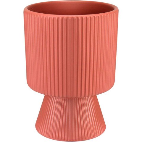 Cachepô Vaso Decorativo Enfeite Casa Redondo Home&co Cerâmica 16x12x12cm Terracota