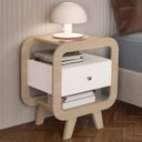 Ver imagem 1 de Mesa de Canto Lateral 55cm para Quarto Nora Naturale/branco A09 - Mpozenato