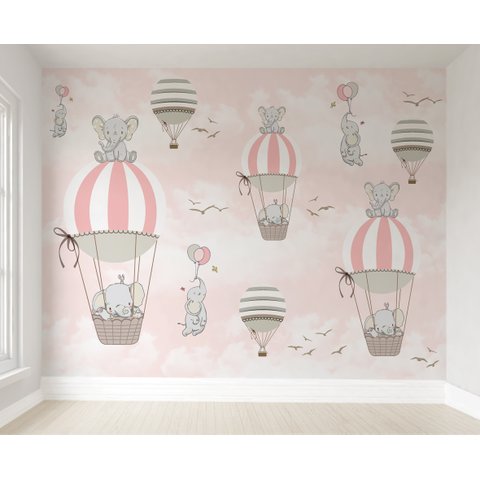 Papel de parede balãozinho rosa para quarto de bebê menina PP30B