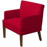 Poltrona Decorativa Pes Madeira Aspen Veludo Vermelho Sanch - 1
