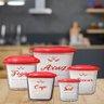 Kit 5 Potes de Mantimentos com Etiqueta e Tampa de Encaixe Arte Cozinha Tampa e Etiqueta Vermelha - 10