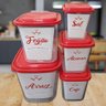 Kit 5 Potes de Mantimentos com Etiqueta e Tampa de Encaixe Arte Cozinha Tampa e Etiqueta Vermelha - 6