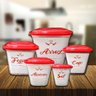 Kit 5 Potes de Mantimentos com Etiqueta e Tampa de Encaixe Arte Cozinha Tampa e Etiqueta Vermelha - 7