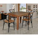 Ver imagem 1 de Conjunto Jantar Mesa Madeira Maciça 140x80 com 4 Cadeiras
