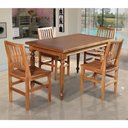 Ver imagem 1 de Conjunto Jantar Mesa Madeira Maciça Rústica Franscisca 140x80 com 4 Cadeiras Ripada Confort Castanho