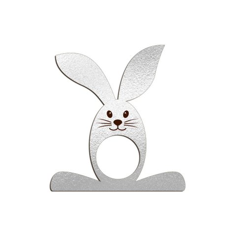 Porta Guardanapo Coelho com Carinha 9cmx9,8cm Kit 4 Peças - Cria Arte Laser Prata