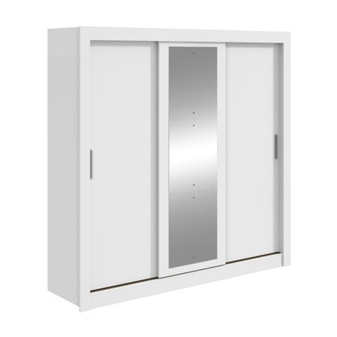 Guarda Roupa Casal 3 Pts com Espelho Atlas Branco