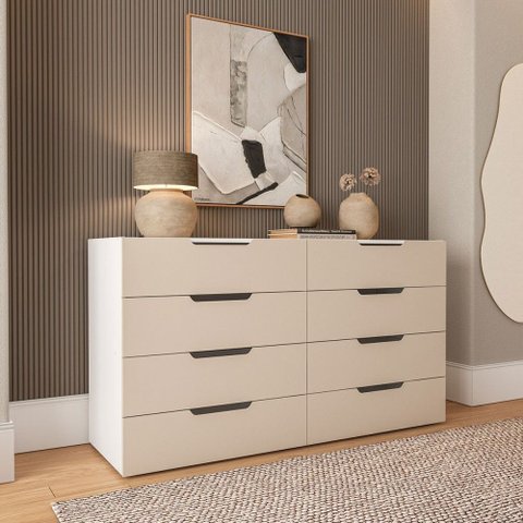 Cômoda Madri 8 Gavetas Creme/branco - Politorno