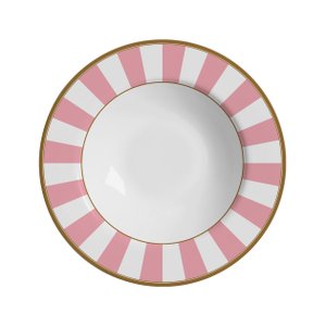 Conjunto com 6 Pratos Fundo Stripe Rosa Ø25cm Alleanza Cerâmica