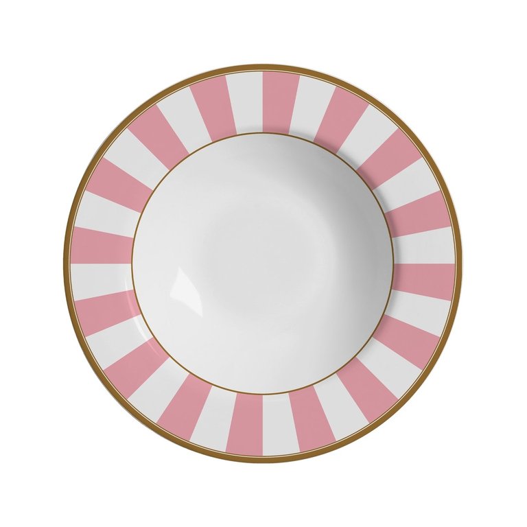 Conjunto com 6 Pratos Fundo Stripe Rosa Ø25cm Alleanza Cerâmica Conjunto com 6 Pratos Fundo Stripe Rosa Ø25cm Alleanza Cerâmica