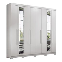 Guarda Roupa Casal Master New 8.4 8 Portas Branco com Espelho e Pés - Santos Andirá - 1