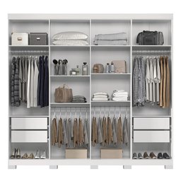 Guarda Roupa Casal Master New 8.4 8 Portas Branco com Espelho e Pés - Santos Andirá - 3