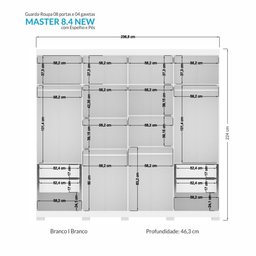 Guarda Roupa Casal Master New 8.4 8 Portas Branco com Espelho e Pés - Santos Andirá - 4