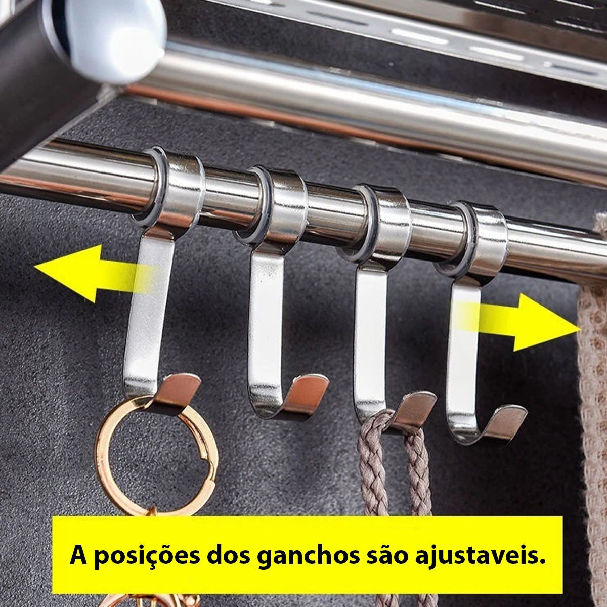 Organizador Banheiro Cozinha Porta Condimento Tempero Suporte Inox Toalha Utensilios Gancho Pendurar - 7