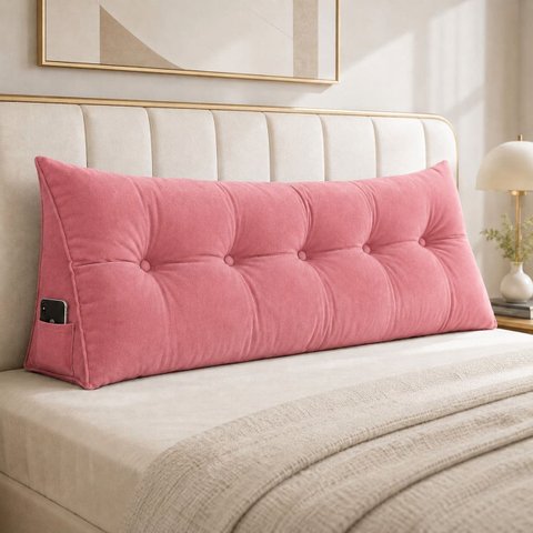 Almofada Encosto Triangular Cama Leitura Cabeceira Suede
