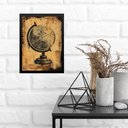 Ver imagem 1 de Quadro Decorativo Globo Terrestre Retrô 33x24cm:moldura Preta