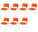 Ver imagem 2 de Cadeira Iso Base Branco Igreja, Escola, Escritório - Laranja Kit 7 Peças