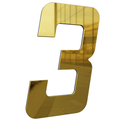 Número 130mm Garbo Font - Ouro Espelhado - Metalmidia 3