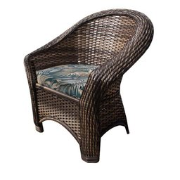 Conjunto de Poltronas Fibra Sintética Bali - 4 Poltronas + 1 Mesa Centro - Tecido Palmares Petróleo - 2
