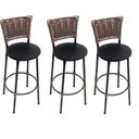 Ver imagem 1 de Kit Conjunto 3 Banquetas Altas em Aço Cor Preto Encosto com Junco Sintético P/ Balcão / Area Gourmet