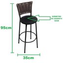 Ver imagem 2 de Kit Conjunto 3 Banquetas Altas em Aço Cor Preto Encosto com Junco Sintético P/ Balcão / Area Gourmet