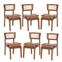 Ver imagem 1 de Kit 6 Cadeiras de Jantar Portugal em Madeira Imbuia com Tela Rattan Impermeável Caramelo L85