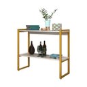 Ver imagem 2 de Aparador Industrial Ísis Base Aço Dourado 2 Prateleiras MDF Base Dourada/Off White