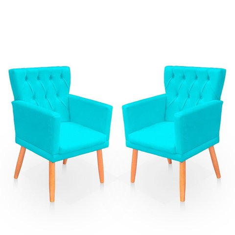 Kit Poltrona Capitonê Clássica Confortável para Sala e Quarto Ana Suede