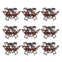 Ver imagem 1 de Kit 9 Jogos De Mesa Dobravel Com 4 Cadeiras De Madeira 70X70 Para Restaurante E Bar - Imbuia