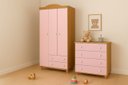 Ver imagem 3 de Conjunto Cômoda e Roupeiro Lara Nature Rose Infantil Quarto Completo Menina Moderno Criança