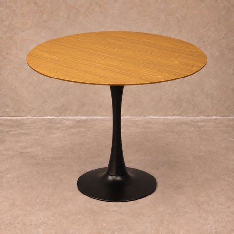 Mesa de Jantar Redonda Saarinen Basic Freijó 90cm Preta Design Moderno