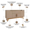 Ver imagem 5 de Aparador Buffet para Sala de Jantar 4 Portas 1 Gaveta 136cm Future B02 Fendi Freijó - Lyam Decor