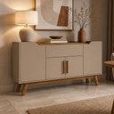 Ver imagem 3 de Aparador Buffet para Sala de Jantar 4 Portas 1 Gaveta 136cm Future B02 Fendi Freijó - Lyam Decor