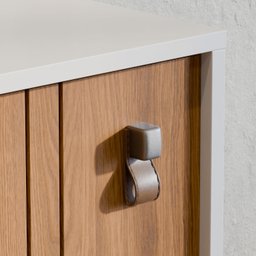 Painel para Tv Ate 42° 120cm e Bancada Mobler Wood:perola Metalizado/cinamomo Mel - 3